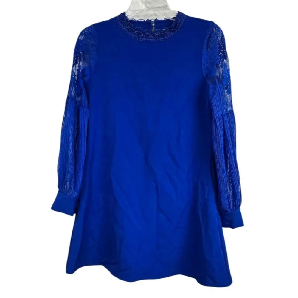 GB Girls Dress Royal Blue Puffy Sheer Lace Sleeve Elegant Semi-Formal Cruise
